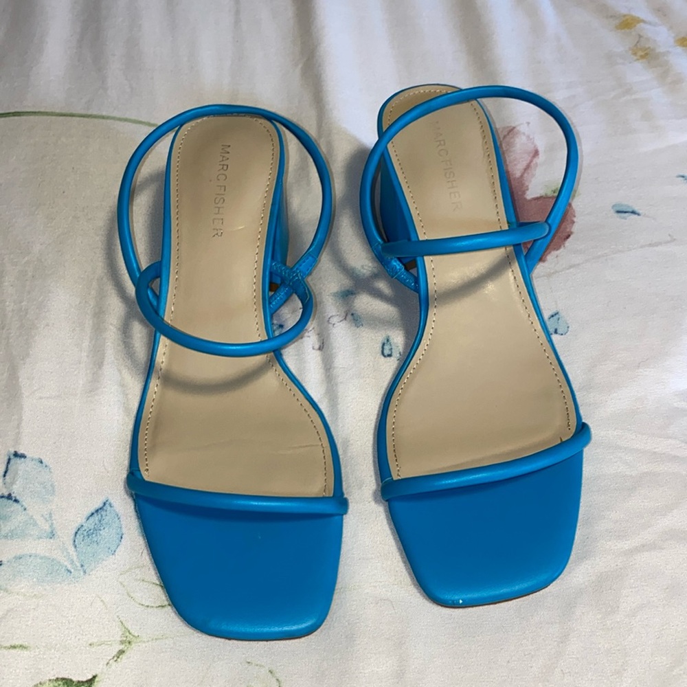 Blue block heels size 8